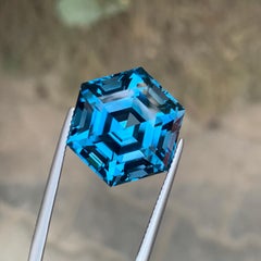 32.55 Carat Natural Loose London Blue Topaz Hexagon Cut Gemstone