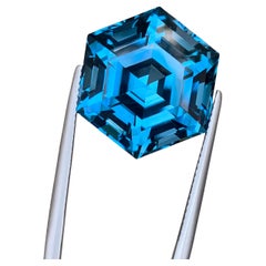 32.55 Carat Natural Loose London Blue Topaz Hexagon Cut Gemstone