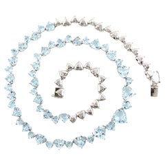 32.59 ct Heart Shaped Aquamarine Necklace Made In 18k White Gold