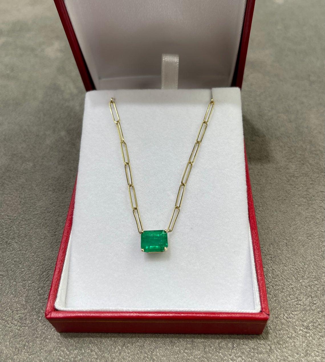 emerald necklace with gold chain