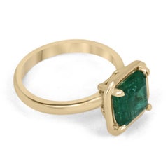 Anello solitario con smeraldo dello Zambia di 3,25 ct 14K di qualità fine con taglio Asscher