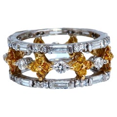 3.25ct Natural Fancy Yellow Baguette & Rounds Platinum Eternity Ring
