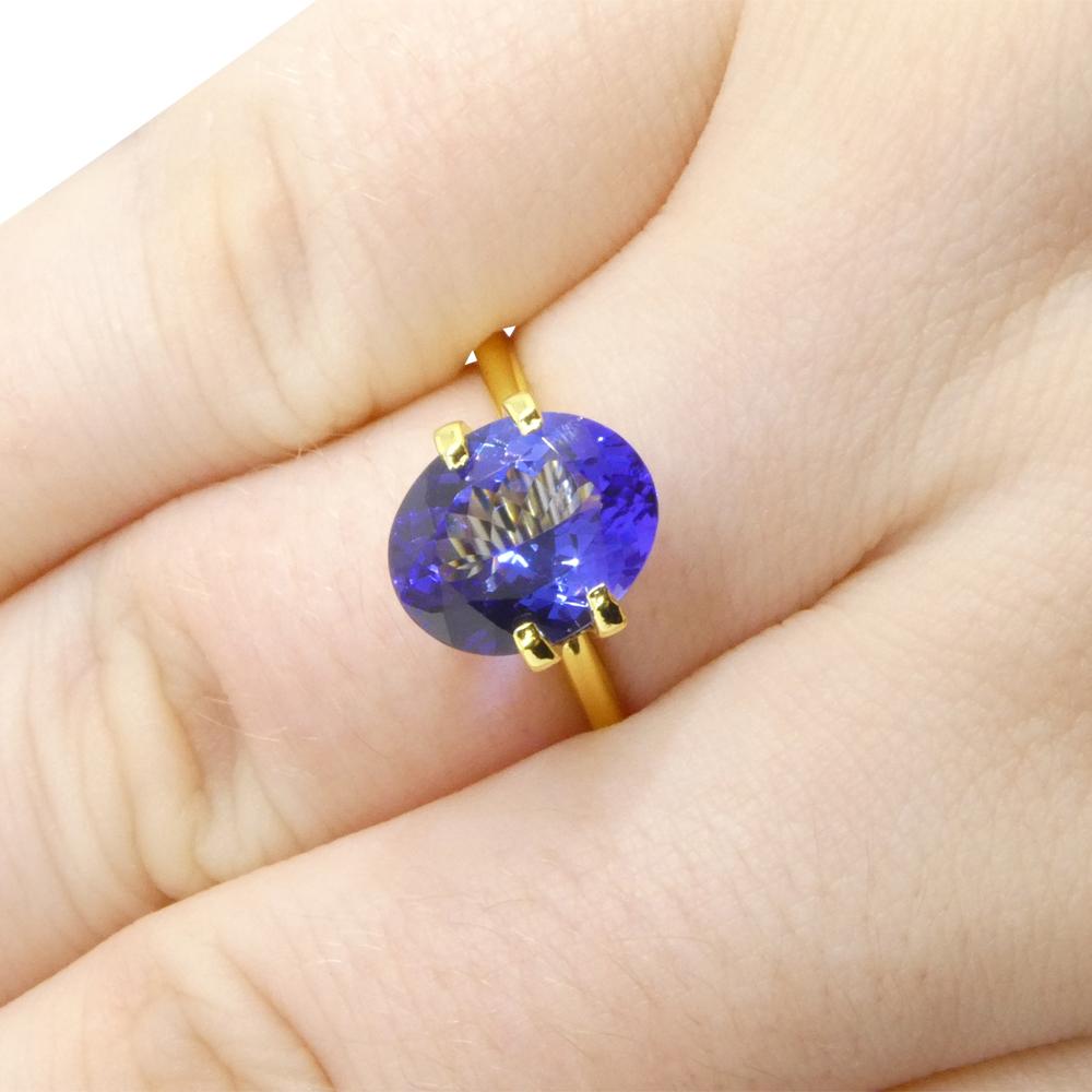 Description:

Gem Type: Tanzanite 
Number of Stones: 1
Weight: 3.25 cts
Measurements: 10.55 x 8.52 x 5.09 mm mm
Shape: Oval
Cutting Style Crown: Brilliant Cut
Cutting Style Pavilion: Modified Brilliant Cut 
Transparency: Transparent
Clarity: Loupe