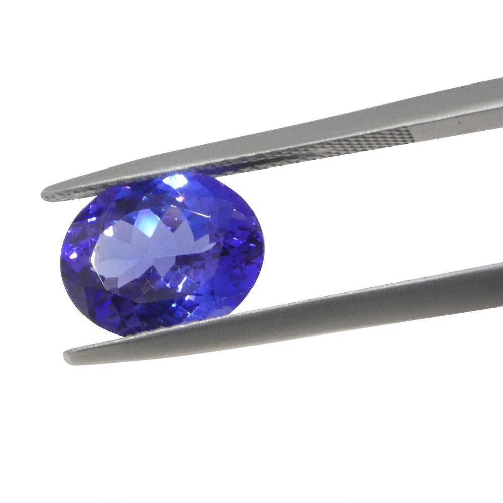 Women's or Men's 3.25ct Oval Violet Blue Tanzanite from Tanzania For Sale