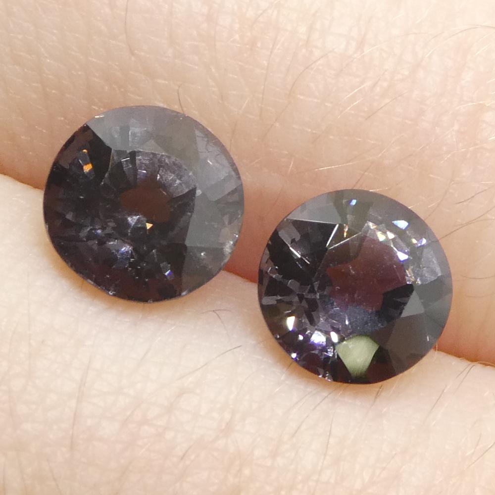 3,25ct Coppia (2) Spinello rotondo viola della Birmania non riscaldato in vendita 6