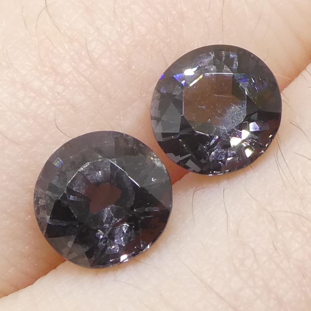 3,25ct Coppia (2) Spinello rotondo viola della Birmania non riscaldato in vendita 7