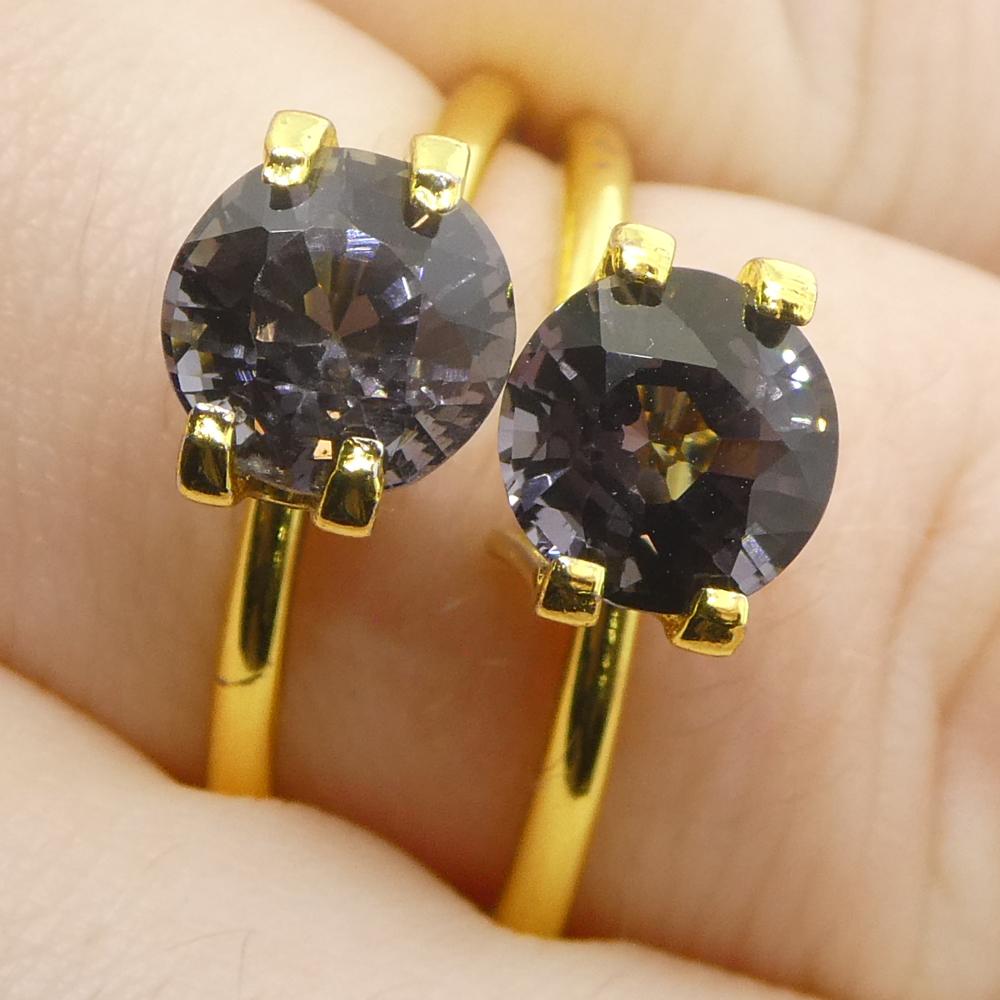 Taglio brillante 3,25ct Coppia (2) Spinello rotondo viola della Birmania non riscaldato in vendita