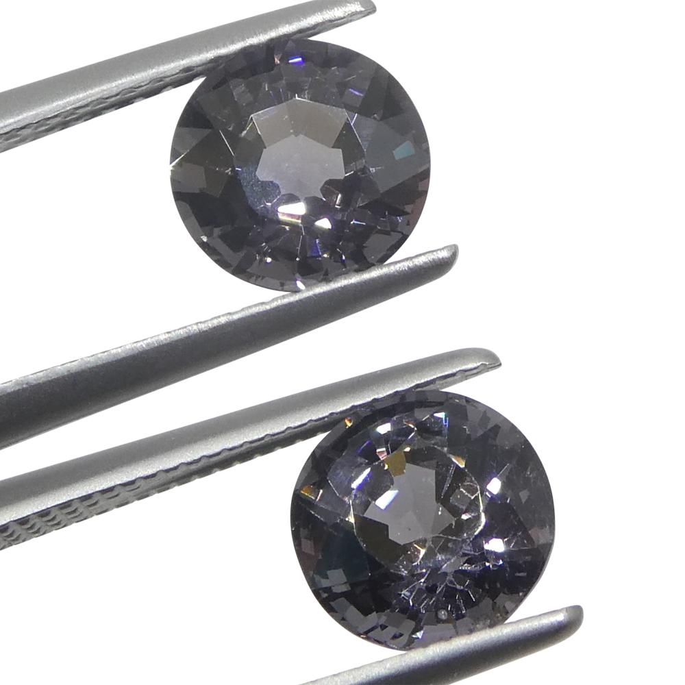 3,25ct Coppia (2) Spinello rotondo viola della Birmania non riscaldato In condizioni Nuovo in vendita a Toronto, Ontario
