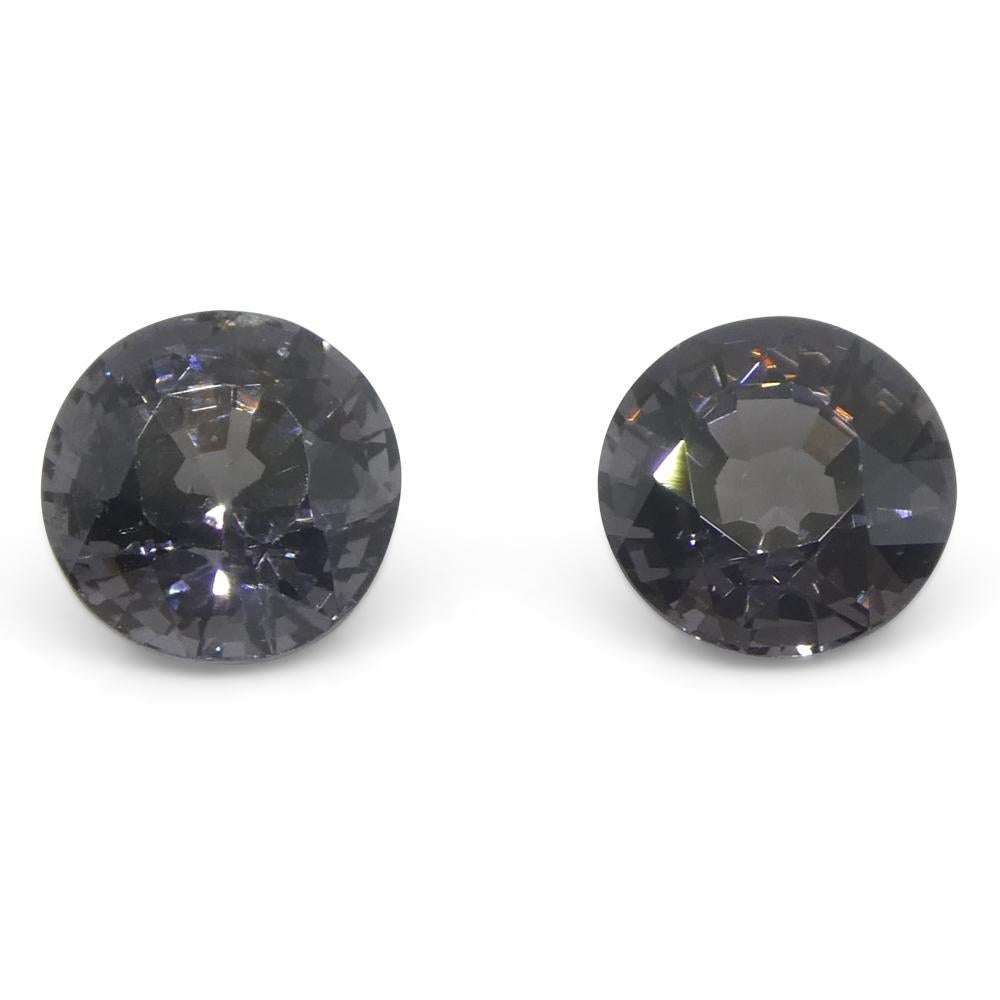 3,25ct Coppia (2) Spinello rotondo viola della Birmania non riscaldato in vendita 1