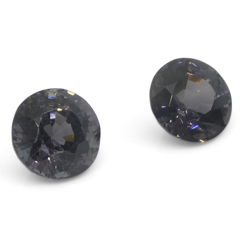 3,25ct Coppia (2) Spinello rotondo viola della Birmania non riscaldato in vendita 2