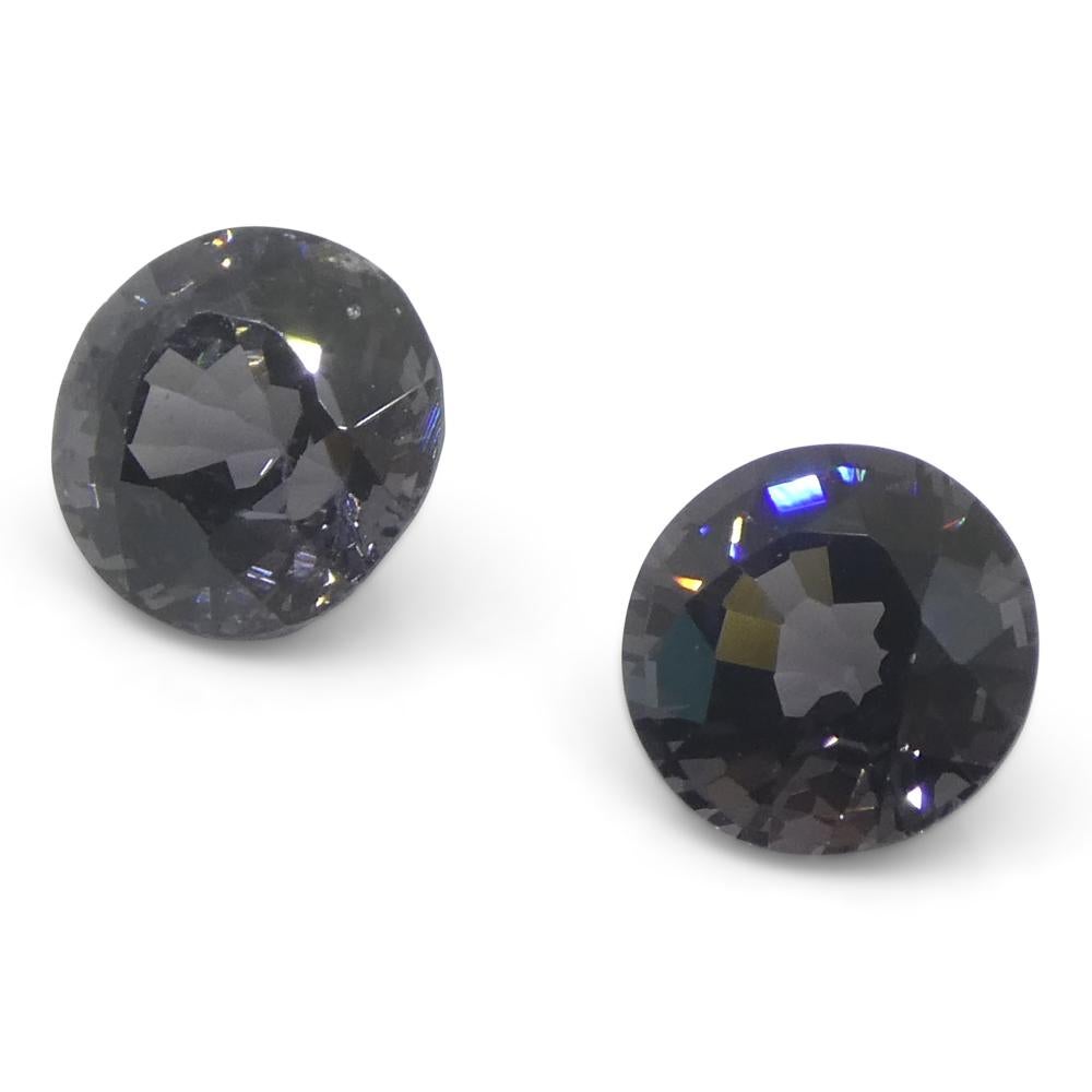 3,25ct Coppia (2) Spinello rotondo viola della Birmania non riscaldato in vendita 3