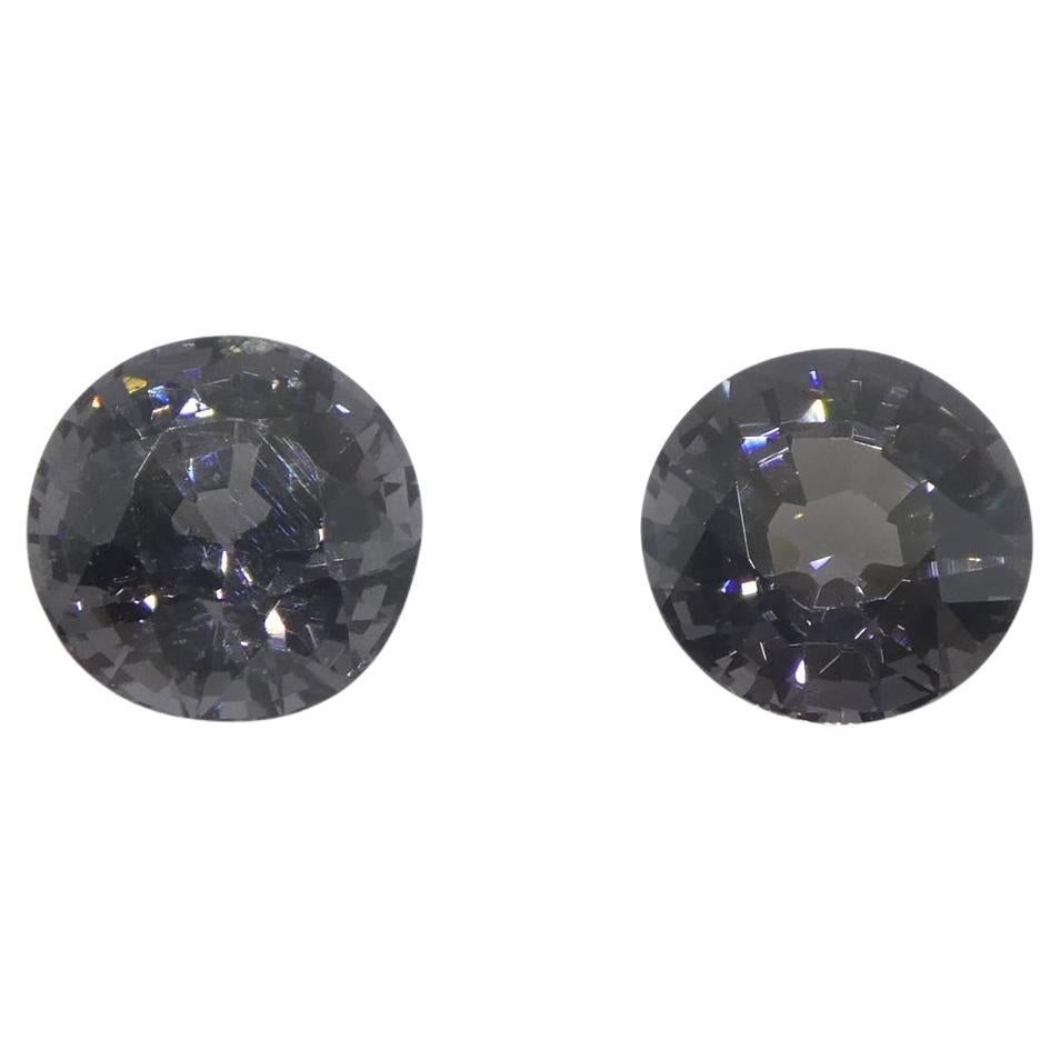 3,25ct Coppia (2) Spinello rotondo viola della Birmania non riscaldato