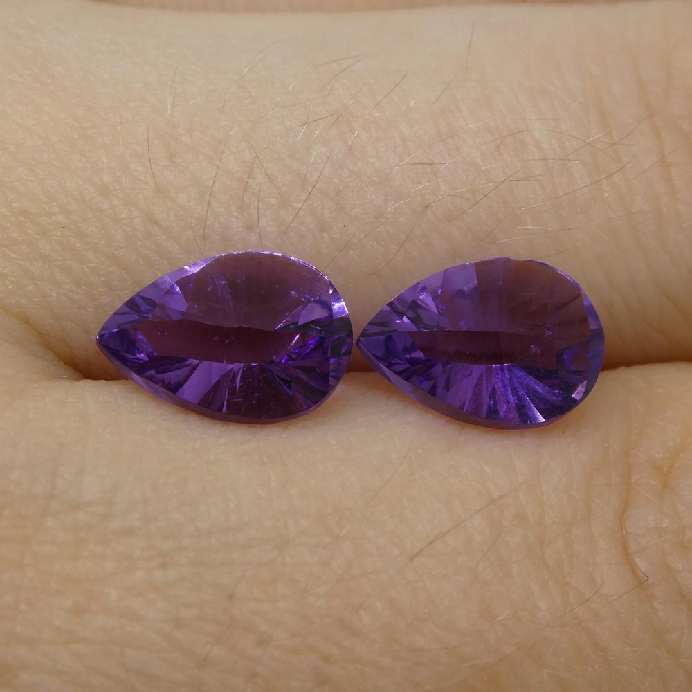 Ametista a pera da 3,25ct 'Gloria' Taglio Fantasia/Fantasia Coppia in vendita 1