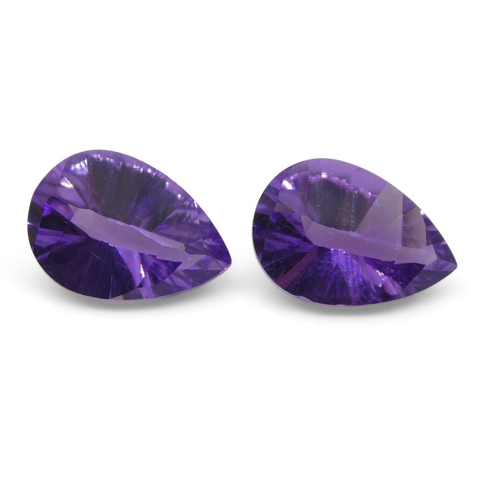 3.25ct Pear Amethyst 'Gloria' Fantasy/Fancy Cut Pair For Sale 4