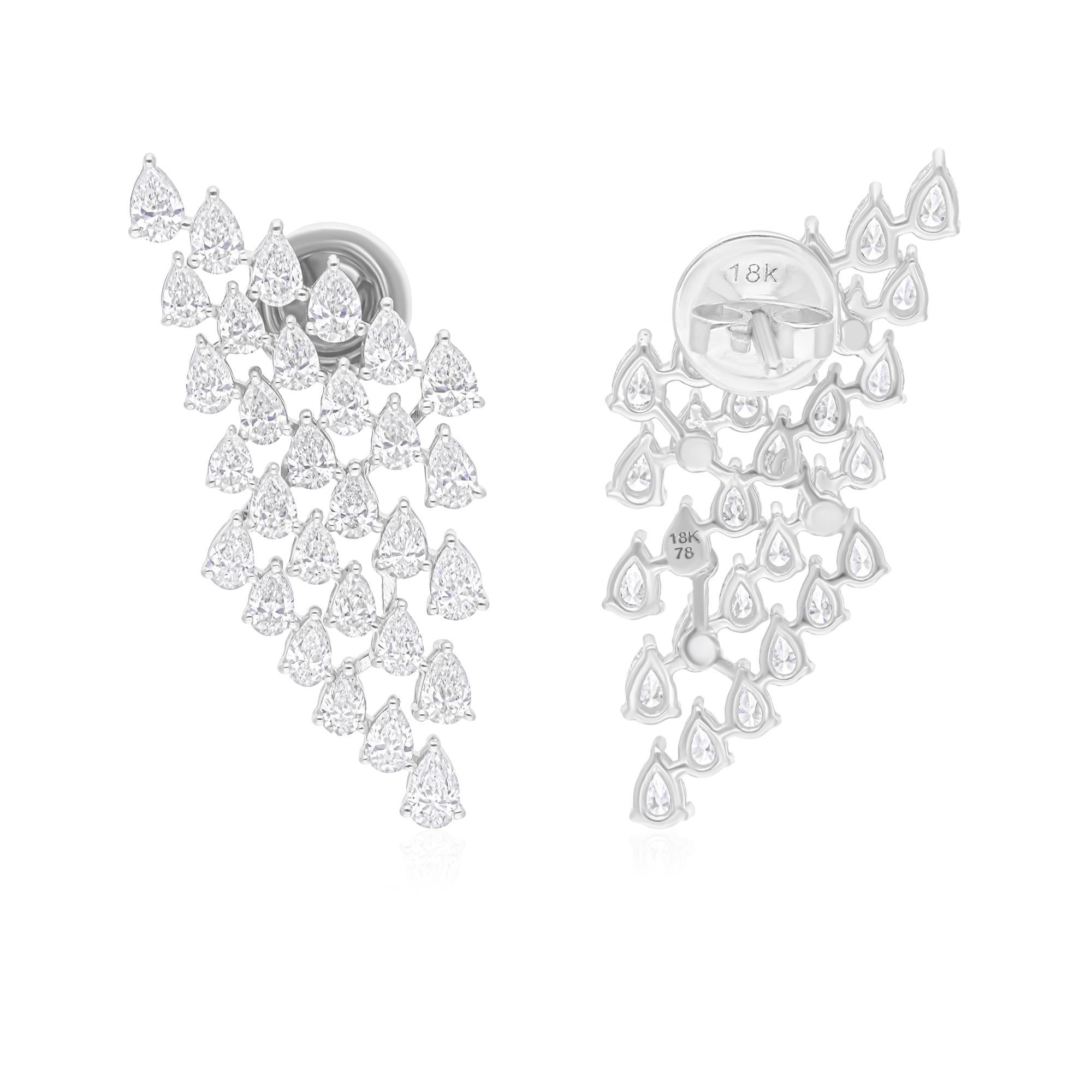 3,25 Karat Birnenschliff Diamant Ohrringe 14k Weißgold Feiner Schmuck Geschenk für Sie (Tropfenschliff) im Angebot