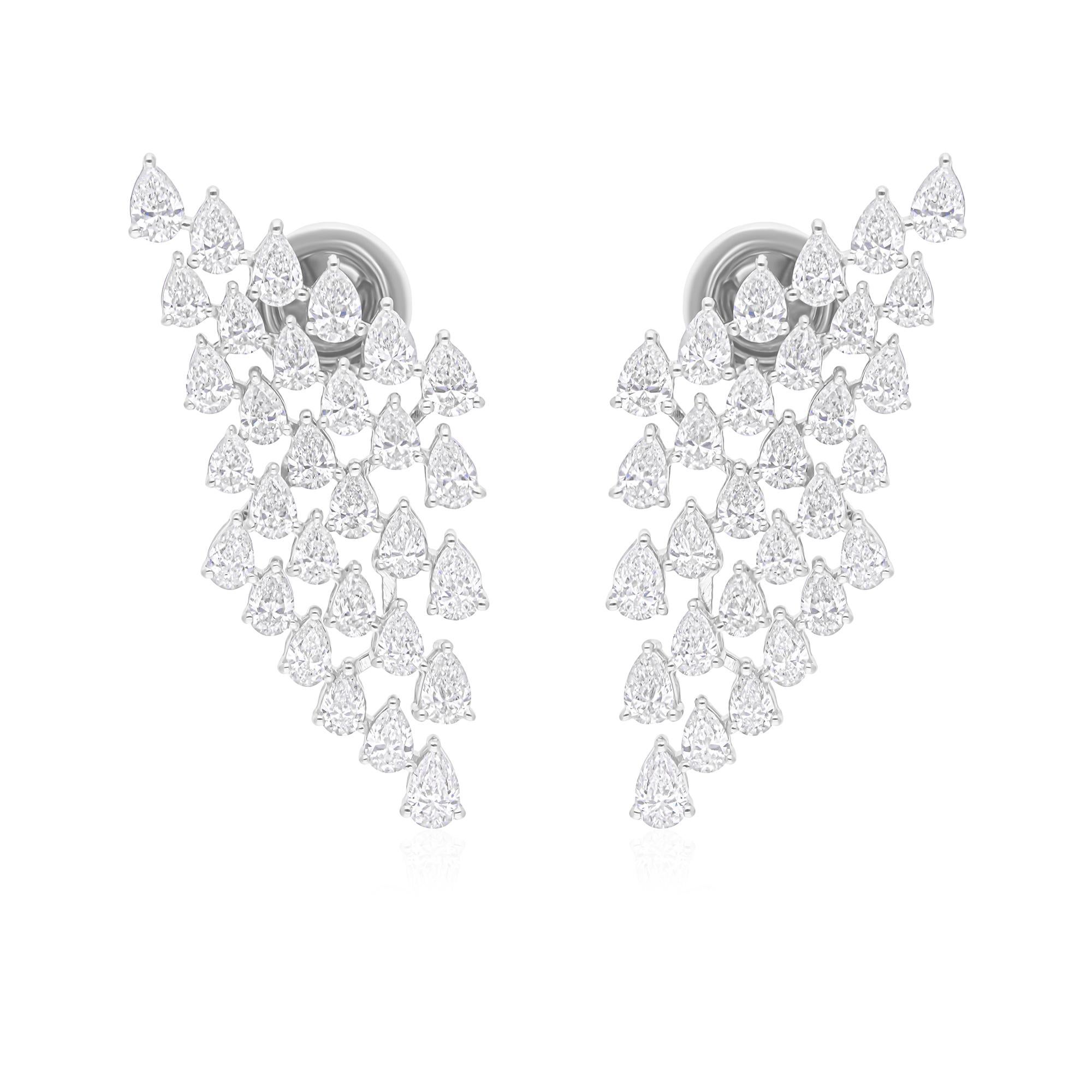 3,25 Karat Birnenschliff Diamant Ohrringe 14k Weißgold Feiner Schmuck Geschenk für Sie Damen im Angebot