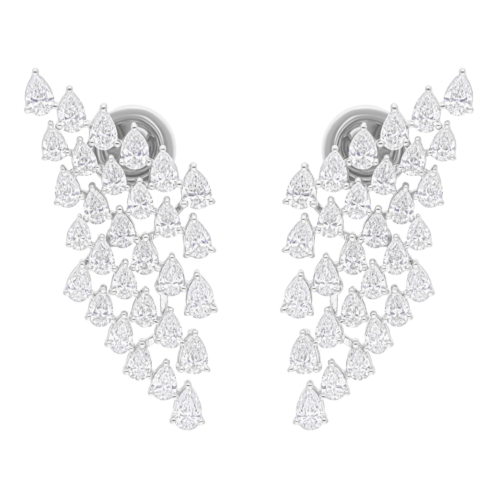 3,25 Karat Birnenschliff Diamant Ohrringe 14k Weißgold Feiner Schmuck Geschenk für Sie
