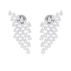 3.25Ct Pear Cut Diamond Dangle Earrings 18k White Gold Fine Jewelry Gift for Her