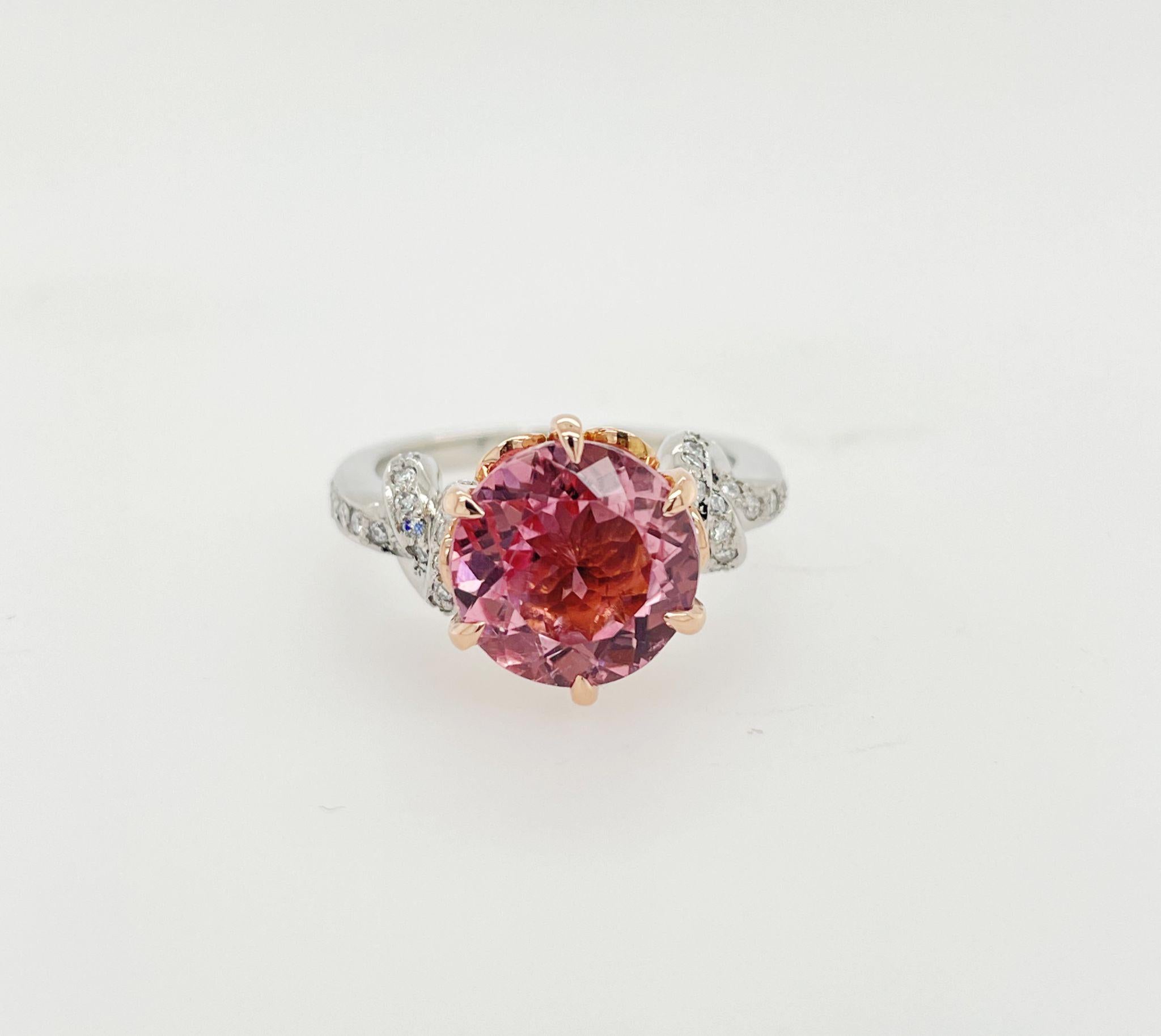 Women's or Men's 3ct Pink Tourmaline and Diamond Ring