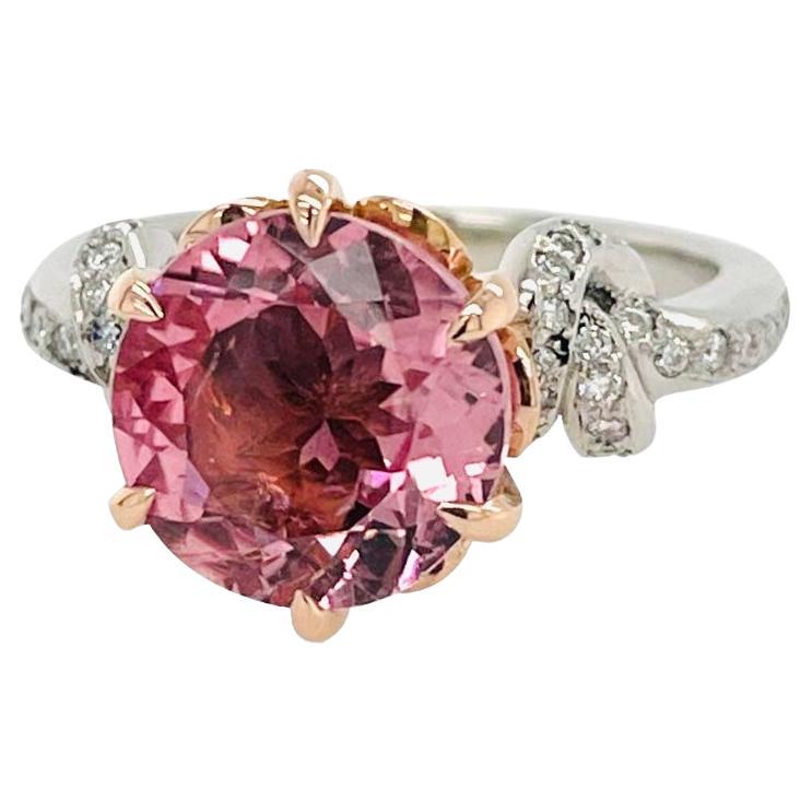 3ct Pink Tourmaline and Diamond Ring