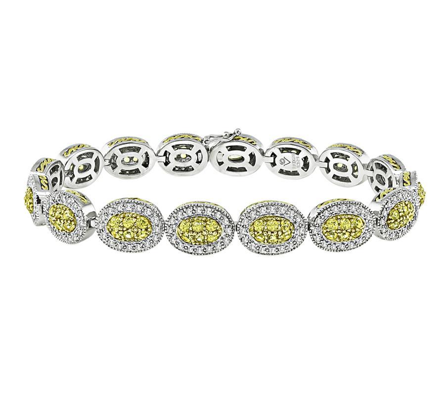 Round Cut 3.25ct Yellow Sapphire 1.28ct Diamond Bracelet