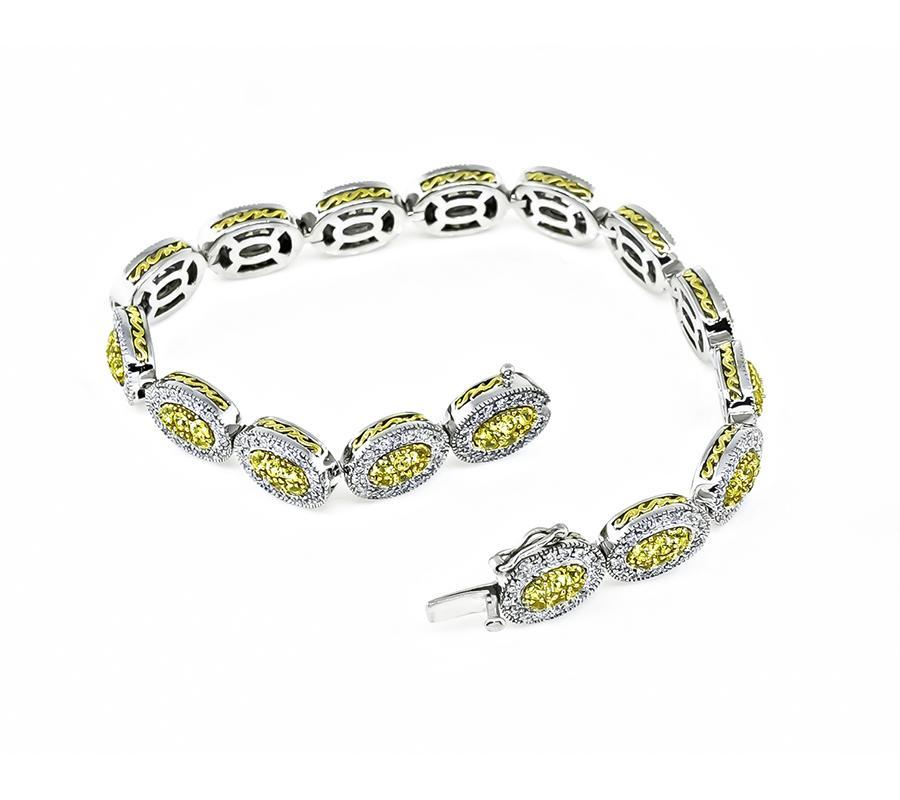 3.25ct Yellow Sapphire 1.28ct Diamond Bracelet In Good Condition In New York, NY