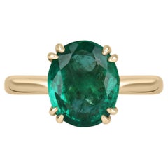 Used 3.25cts 14K Oval Emerald Solitaire Gold Ring