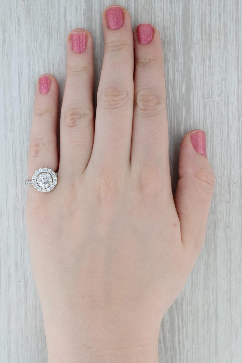 3.25ctw Round Diamond Halo Engagement Ring 14k White Gold Size 7 GIA For Sale 5