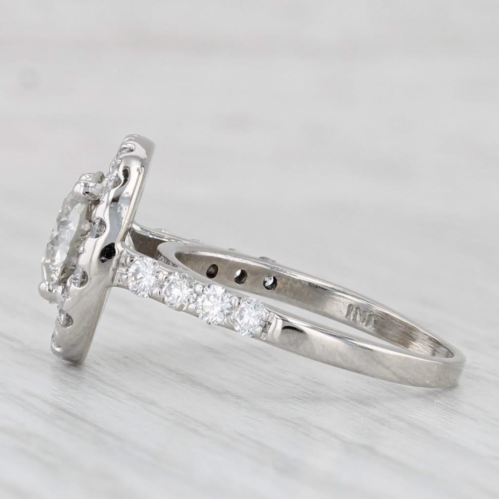 3.25ctw Round Diamond Halo Engagement Ring 14k White Gold Size 7 GIA In Good Condition For Sale In McLeansville, NC