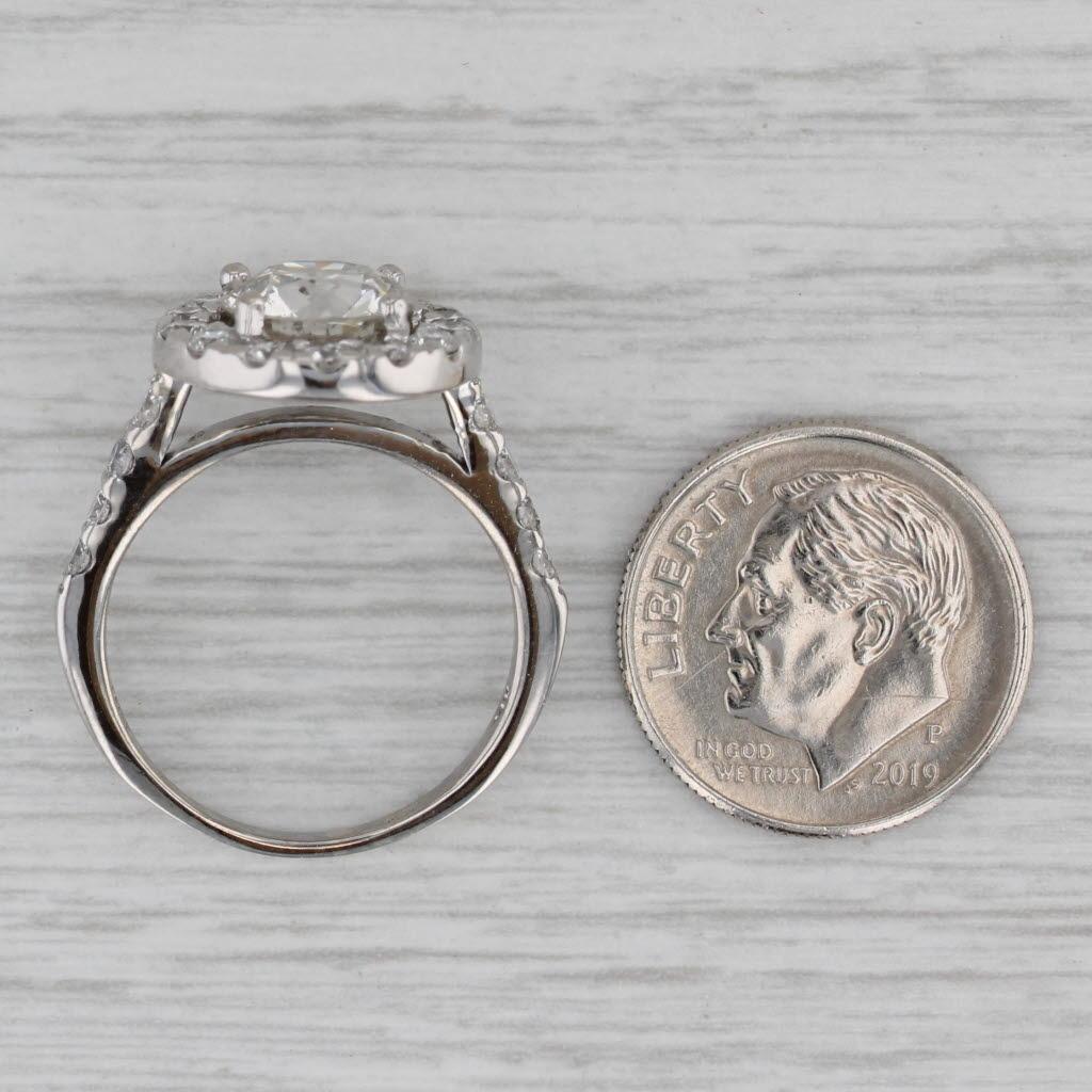 3.25ctw Round Diamond Halo Engagement Ring 14k White Gold Size 7 GIA For Sale 4
