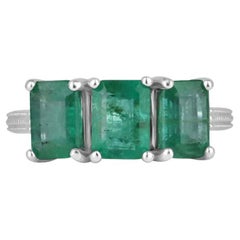 Anello trilogy con tre pietre di smeraldo da 3,25tcw 14K - Oro verde scuro incastonato 585