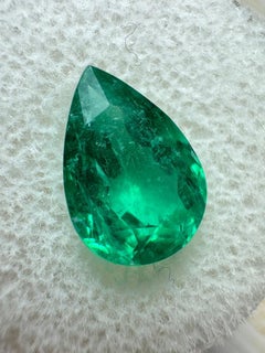 3.26 Carat 12x8 Fine Green Colombian Emerald - Pear-Cut May Birthstone Gem