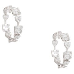 3.26 Carat Diamond Multi-Shape Hoop Earrings 18 Karat In Stock