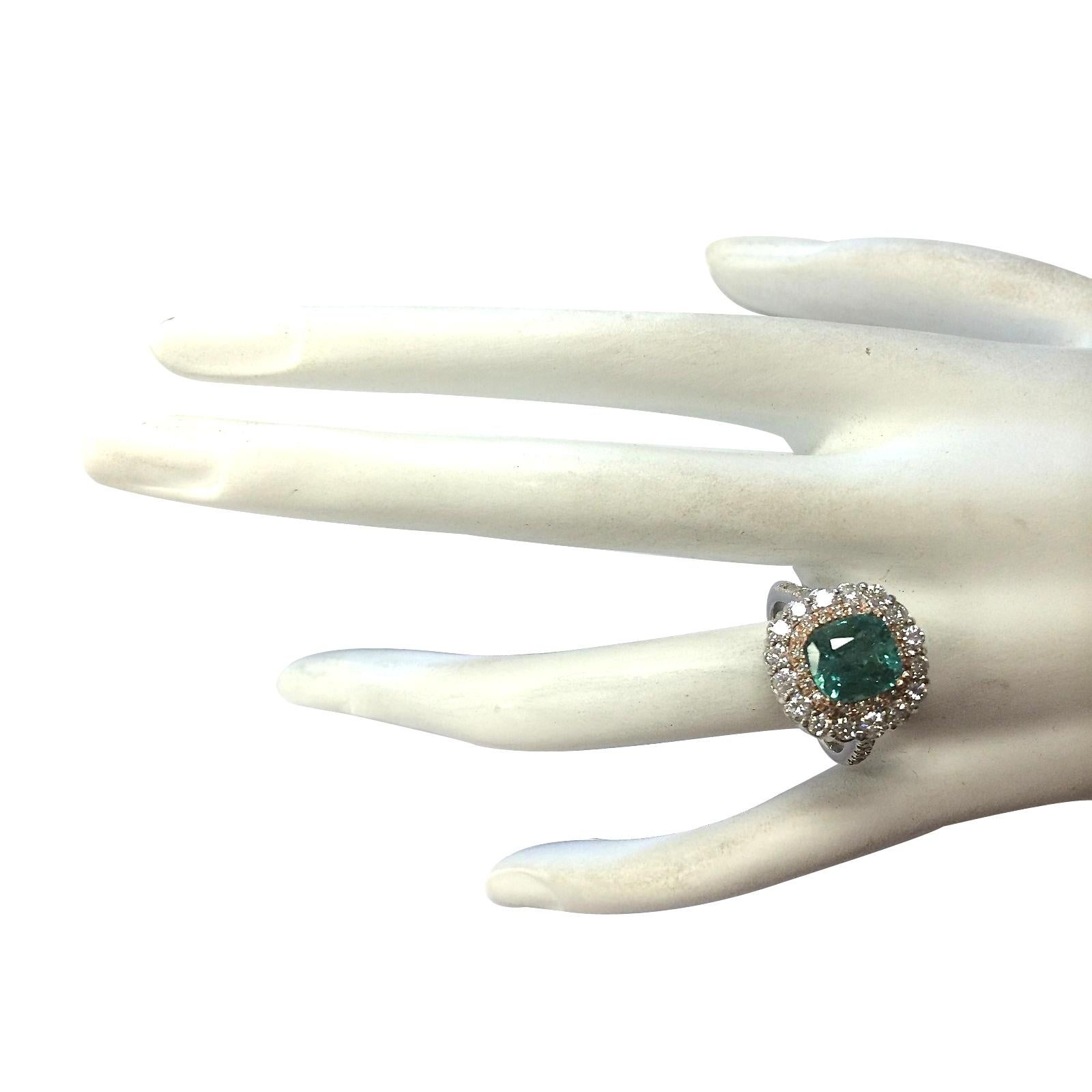 Emerald Diamond Ring In 14 Karat Two-Tone Gold  In New Condition For Sale In Los Angeles, CA
