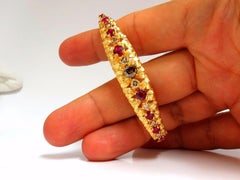 3.26 Carat Natural Ruby Fancy Color Diamonds Bangle Bracelet Euro Deco*