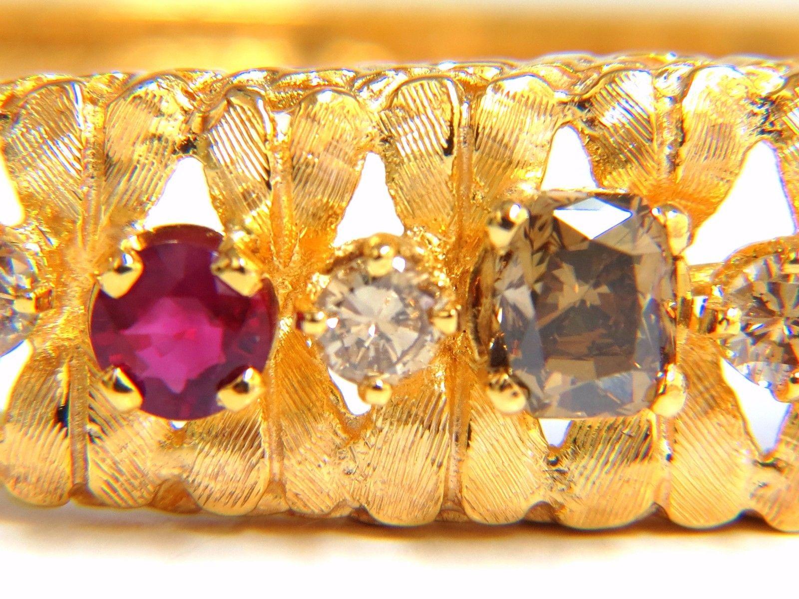 3.26 Carat Natural Ruby Fancy Color Diamonds Bangle Bracelet Euro Deco For Sale 2
