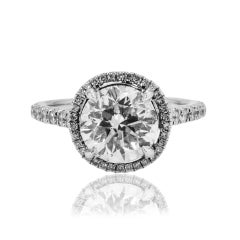 3.26 Carat Round Brilliant Diamond Ring Brilliant White 14K White Gold