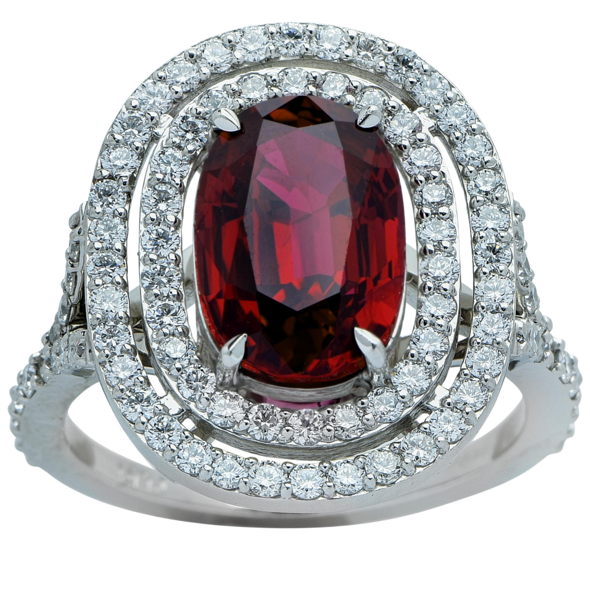 Modern 3.26 Carat Ruby and Diamond Ring