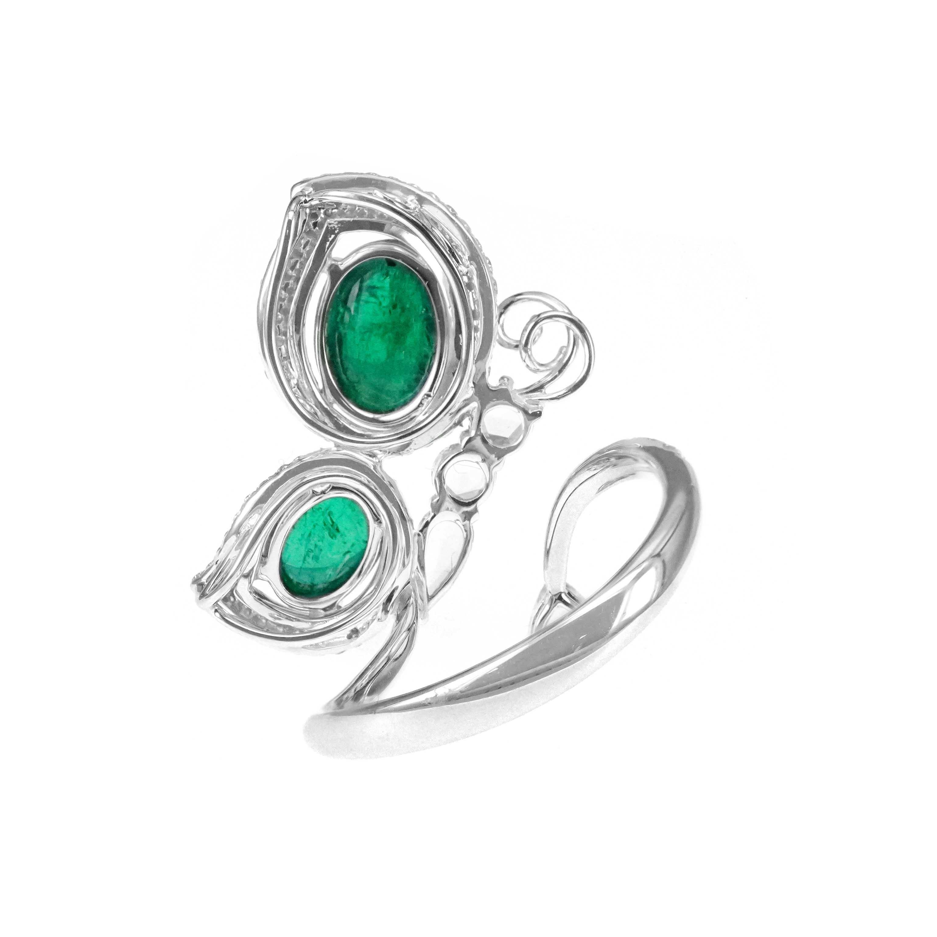 3.26 Carat Vivid Green Emerald 1.13 Carat Diamond 