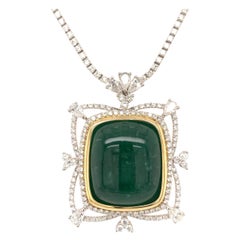 32.63 Carat Colombian Emerald Diamond Necklace