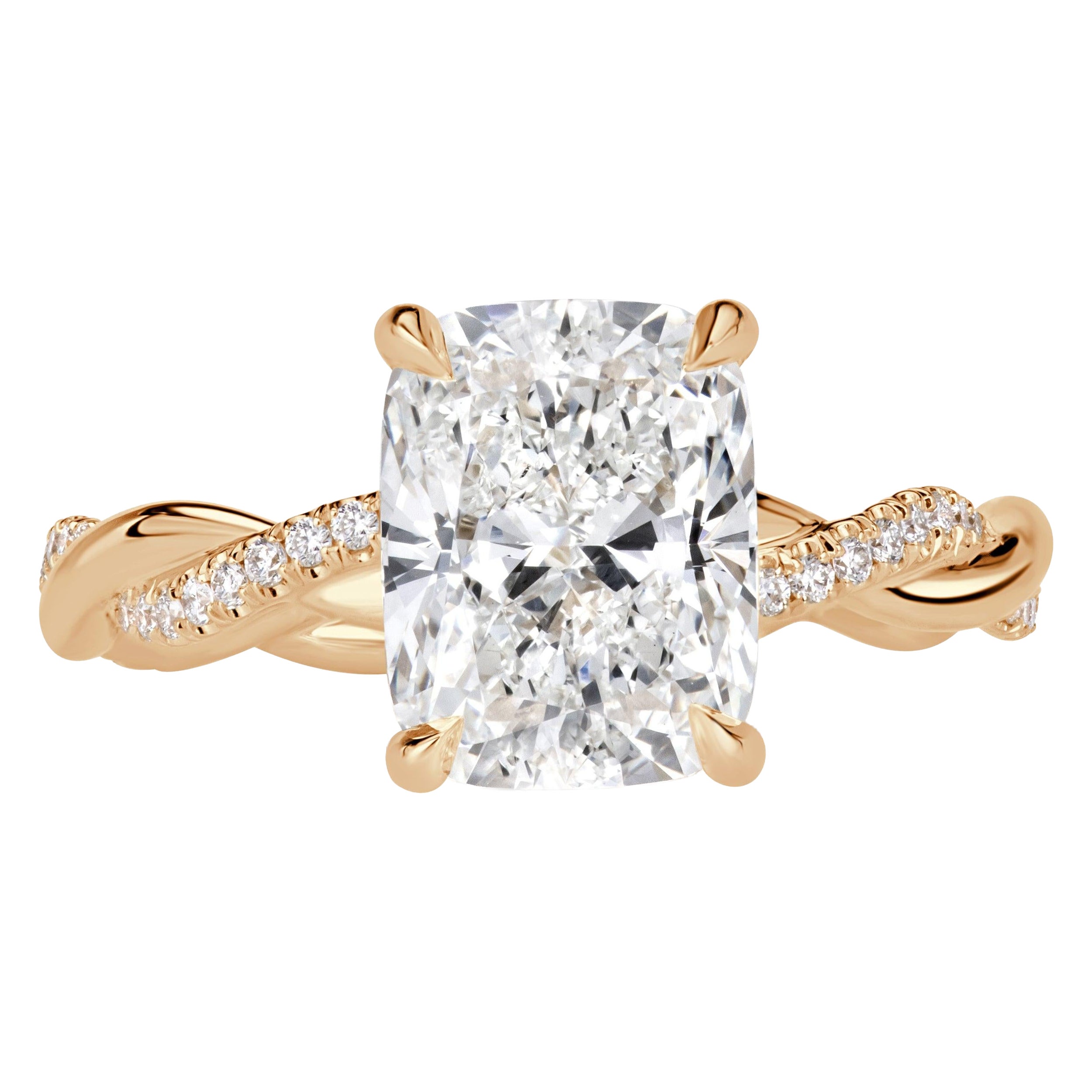 3.26ct Elongated Cushion Cut Lab Grown Diamond Engagement Ring For Sale