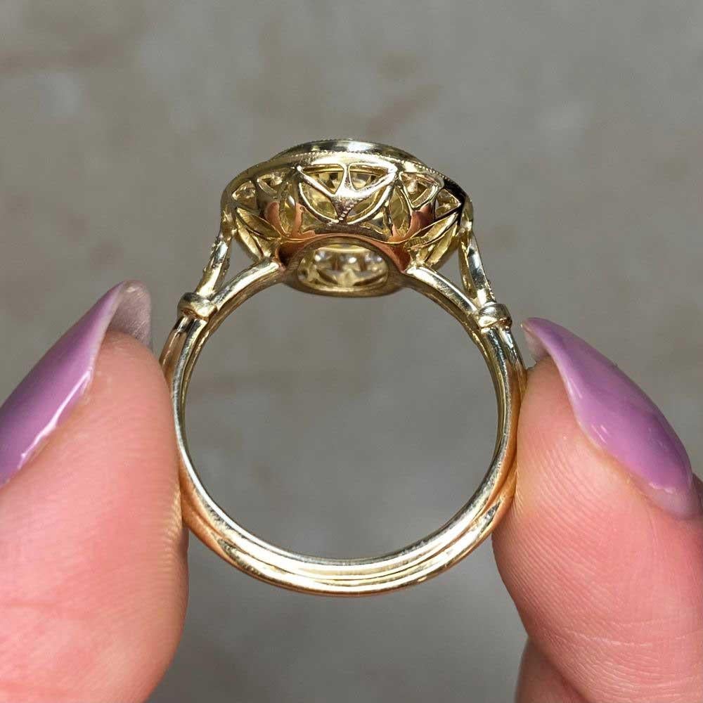 3.26ct Old European Cut Diamond Engagement Ring, Diamond Halo, 18k Yellow Gold  For Sale 4