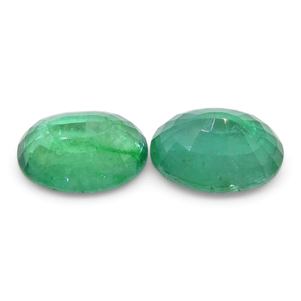 3.26ct Pair Oval Green Emerald from Zambia For Sale 5