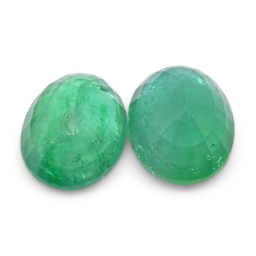 3.26ct Pair Oval Green Emerald from Zambia For Sale 6