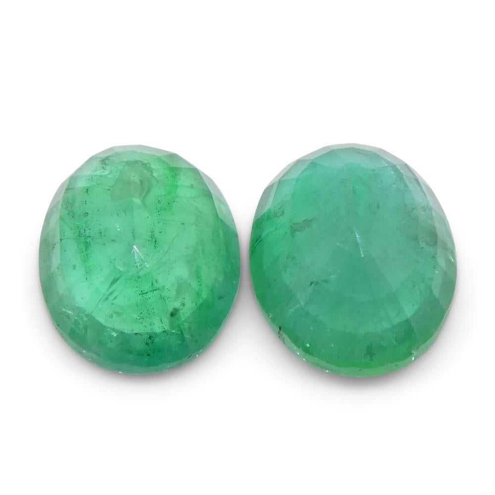 3.26ct Pair Oval Green Emerald from Zambia For Sale 7