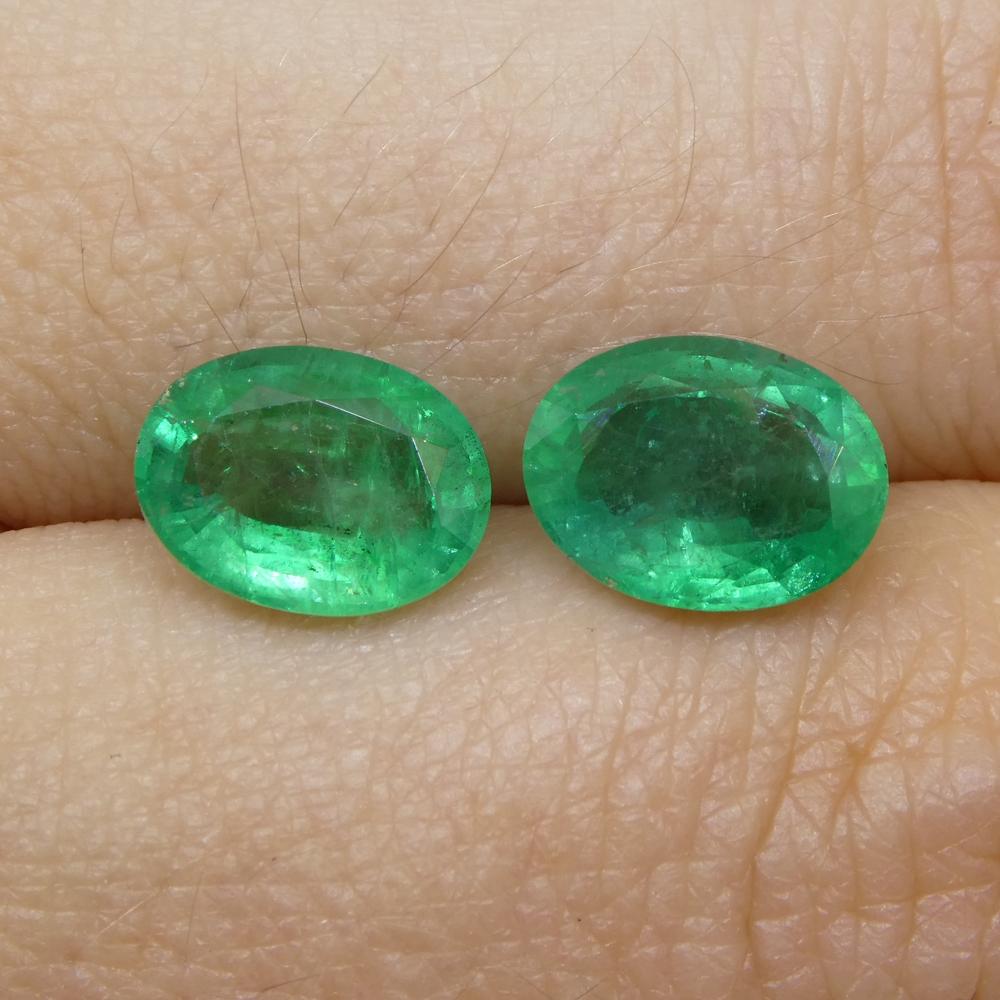 3.26ct Pair Oval Green Emerald from Zambia For Sale 8