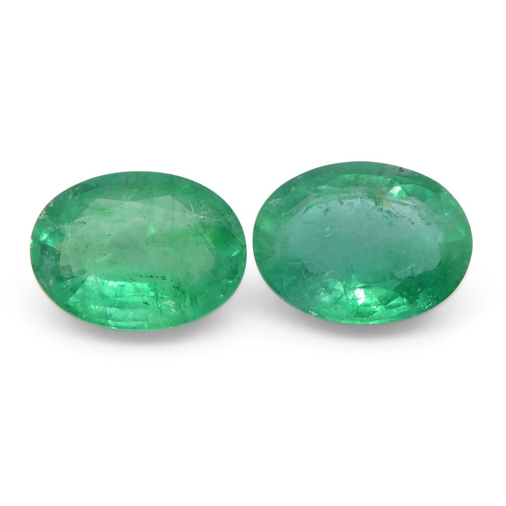 3.26ct Pair Oval Green Emerald from Zambia For Sale 10