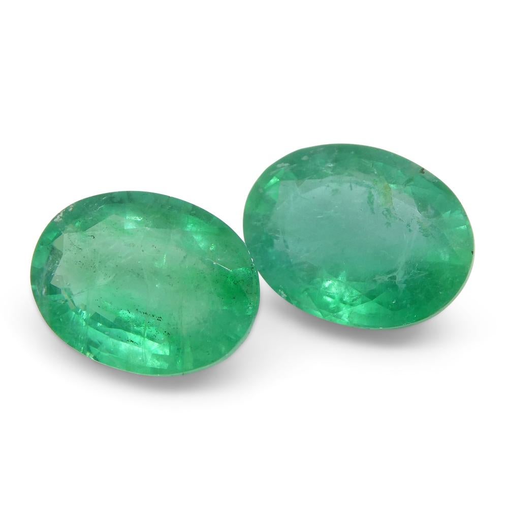 3.26ct Pair Oval Green Emerald from Zambia For Sale 11