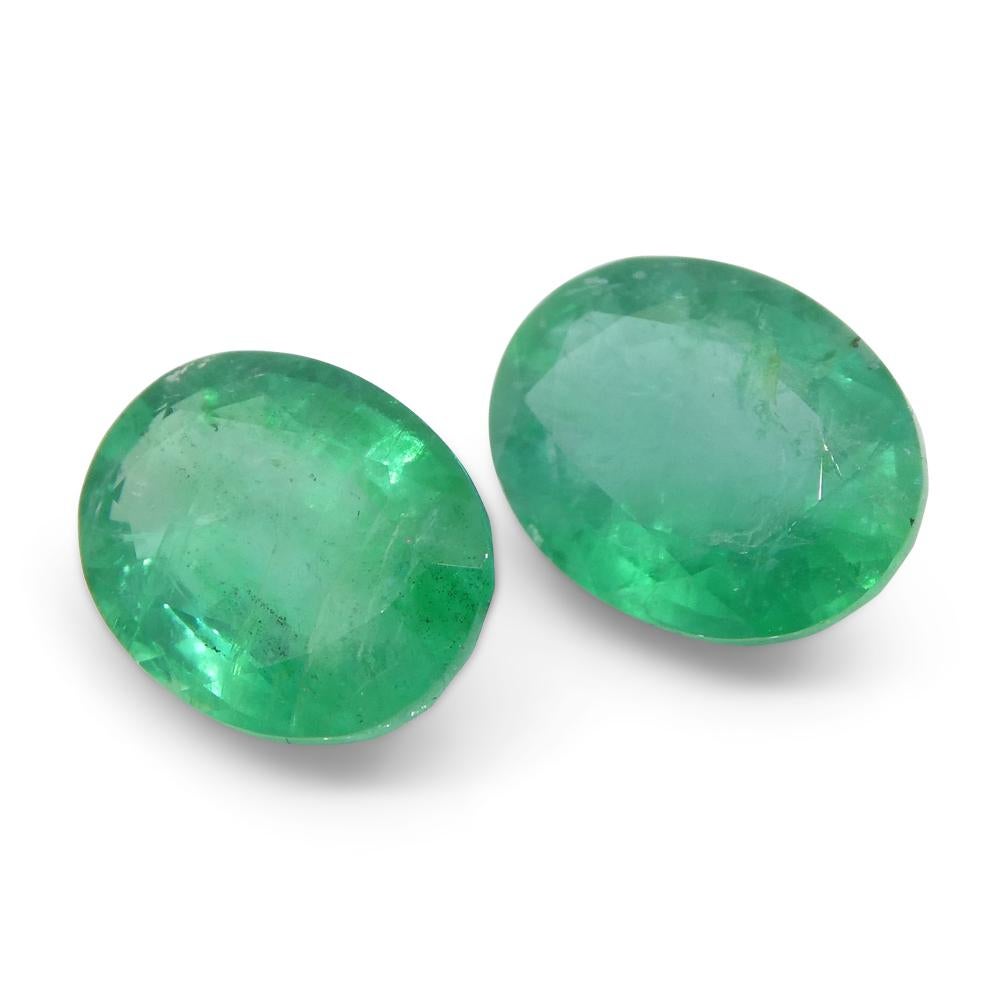 3.26ct Pair Oval Green Emerald from Zambia For Sale 12