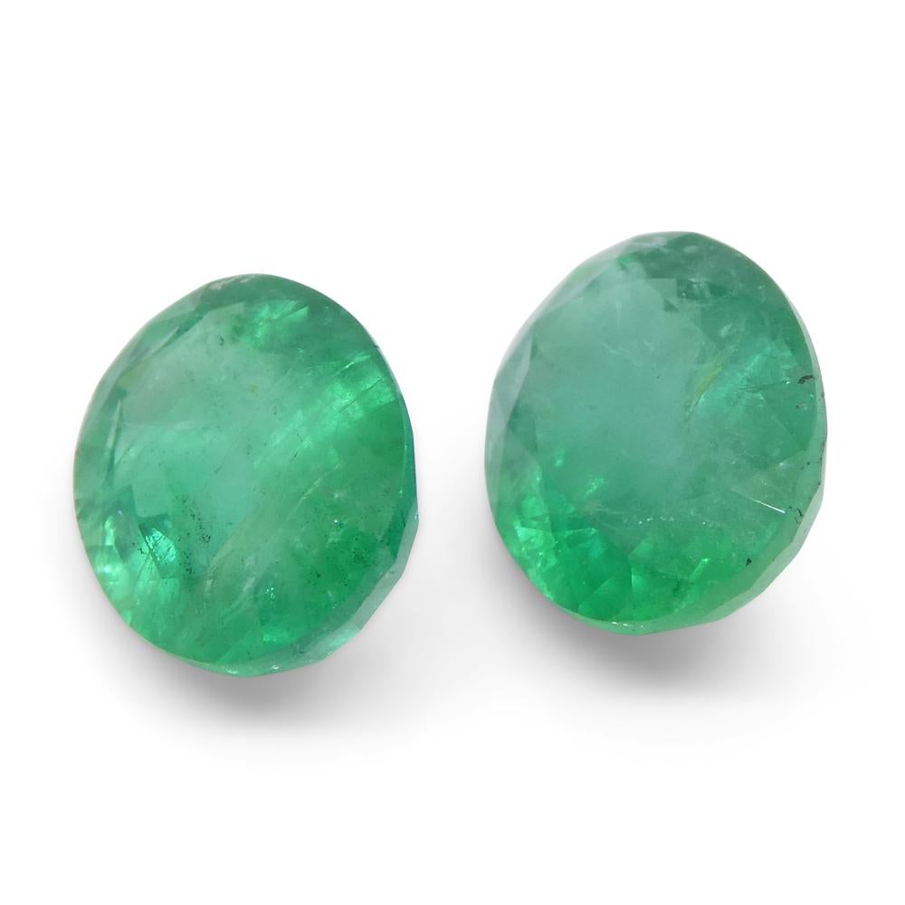 3.26ct Pair Oval Green Emerald from Zambia For Sale 13